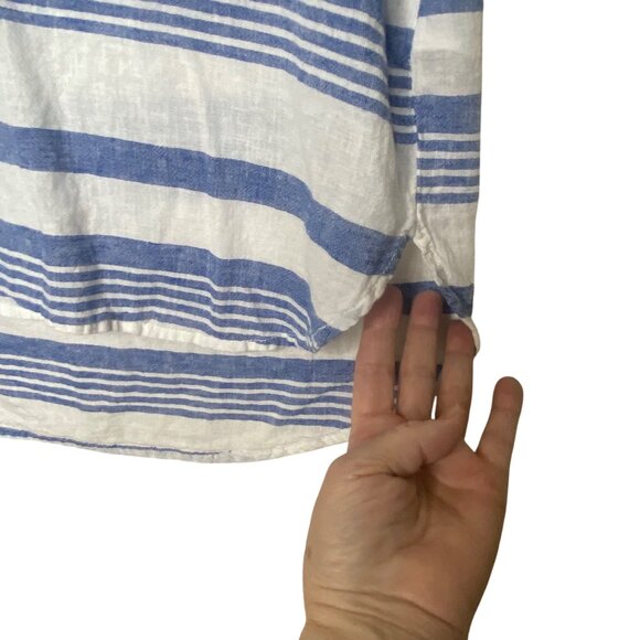 Beachlunchlounge Linen Blend Tunic Top L Blue & White Striped Sleeveless Pullove - Picture 5 of 10
